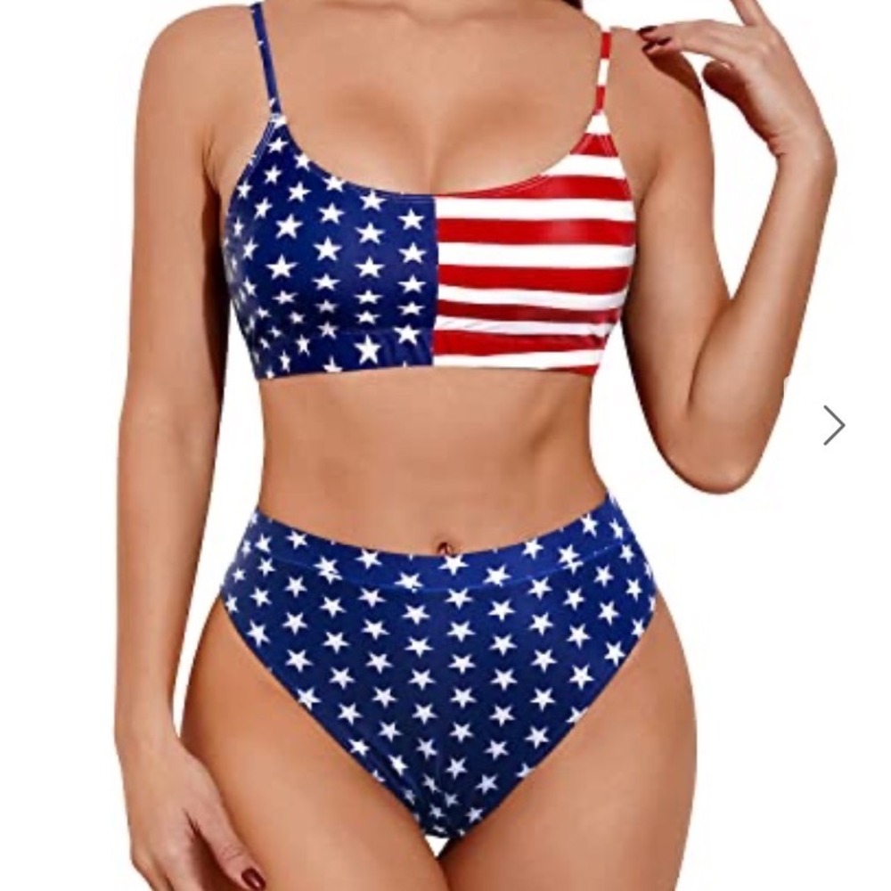 Tempt Me Bikini Set Women Medium Red White Blue New With Tags
